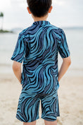Load image into Gallery viewer, Temi Swim Shirt | Blue Zebra