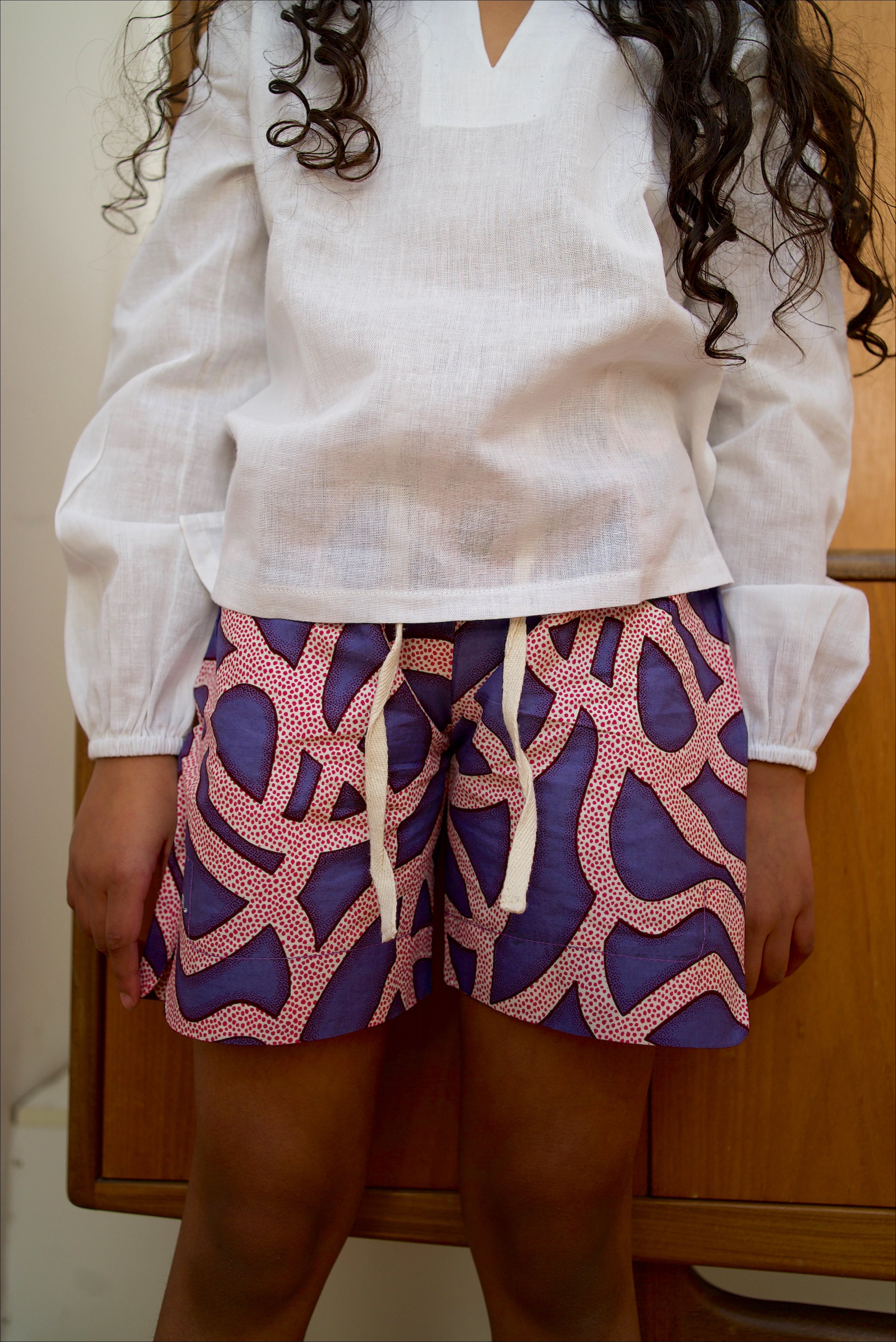 Pink Squiggle Print Shorts